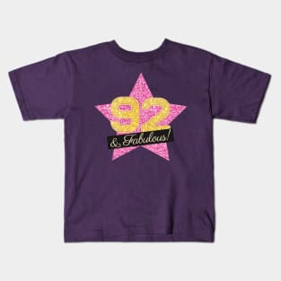 92nd Birthday Gifts Women Fabulous - Pink Gold Kids T-Shirt